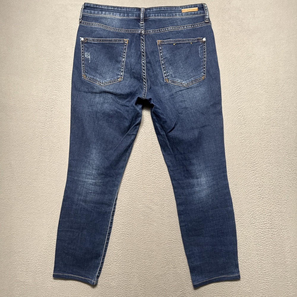 Pilcro Anthropologie Stet Jeans Womens Sz 30x27 Distressed Crop Faded Dark Denim - Picture 9 of 12